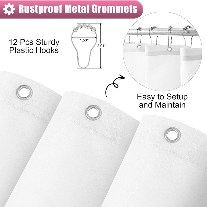 OLANLY Luxury Hot Pink and White Ombre Shower Curtain Sets with 12 Hooks, Waterproof and Washable Decorative Shower Curtains for Bathroom, 72x72 Inches - Image 5